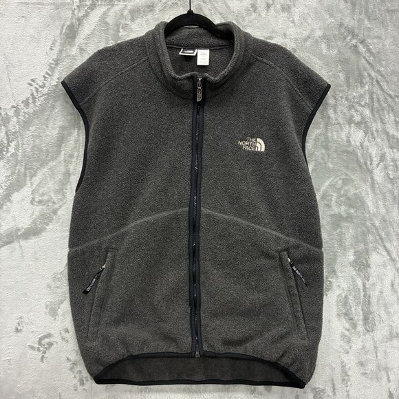 Vintage North Face Fleece Vest Mens L Gray Polartec Full Zip Outdoors USA 90s - Picture 1 of 5